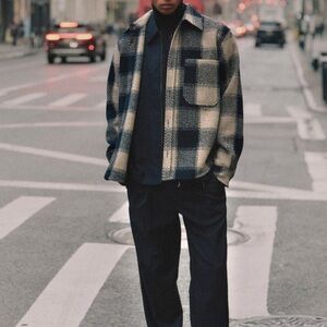 NWT Minimum Plaid Jacket Shacket Black and Cream Checkered Pattern Alonso shirt